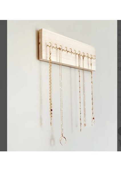 Metal ve Ahşap Takı Askısı, Duvara Monteli, Şık ve Pratik Kullanım Sağlar.