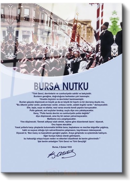 Bursa Nutku - Tarihi Konuşma Metni Cam Tablo
