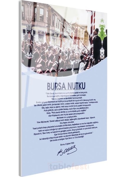 Bursa Nutku - Tarihi Konuşma Metni Cam Tablo
