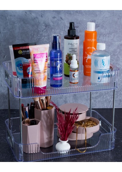 Çok Amaçlı 2 Katlı Şeffaf Organizer, Banyo ve Takı Düzenleyici modelleri