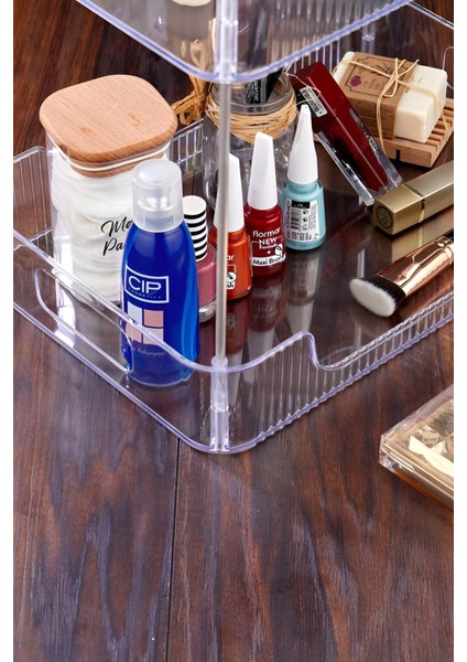 Çok Amaçlı 2 Katlı Şeffaf Organizer, Banyo ve Takı Düzenleyici