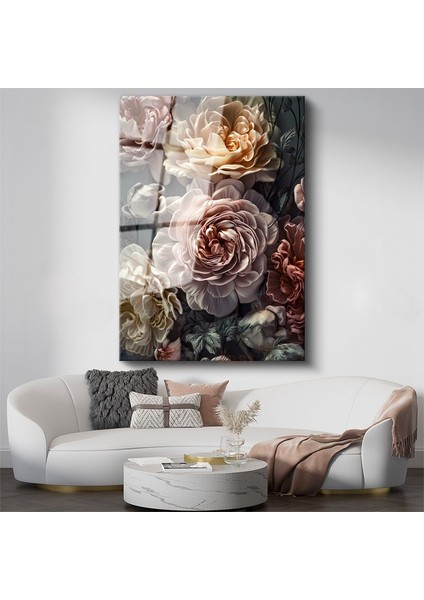 Vintage Şakayıklar - Romantik Pastel Çiçek Cam Tablo