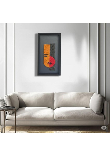 Yosunlu Minimal Yüz Figürlü Duvar Dekoru | 40X40 cm | El Yapımı Doğal Moss Sanatı | Siyah Ahşap Panel Üzerine Bakım Gerektirmez