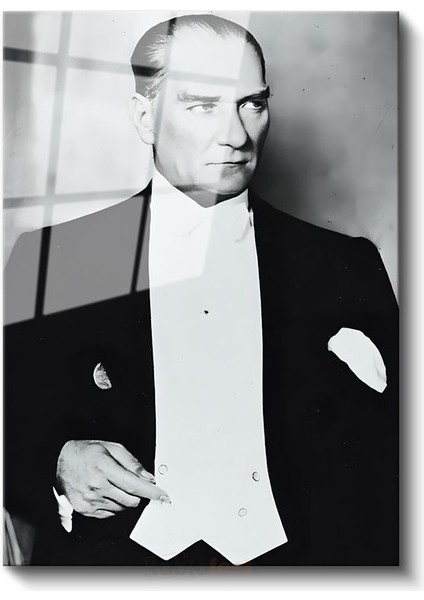 Smokinli Atatürk - Resmi Gala Portresi Cam Tablo