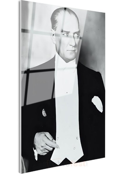 Smokinli Atatürk - Resmi Gala Portresi Cam Tablo