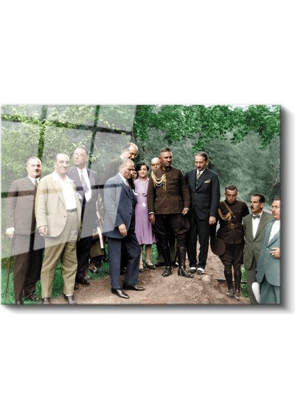 Atatürk ve Devlet Erkânı - Cumhuriyet Dönemi Cam Tablo