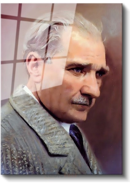 Sanatsal Atatürk - Pastel Tonlarda Profil Cam Tablo fiyatları