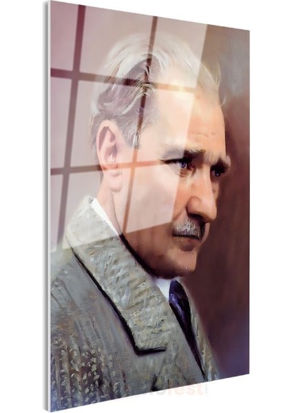 Sanatsal Atatürk - Pastel Tonlarda Profil Cam Tablo modelleri