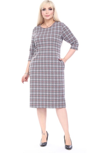 Çift Cepli Kışlık Büyük Beden Elbise 25E-2492