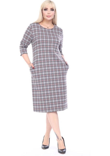 Çift Cepli Kışlık Büyük Beden Elbise 25E-2492 indirimleri