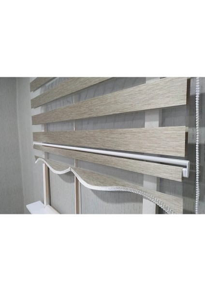 Bambu Kahverengi R-07 Zebra Perde Etek Dilimli Hediye (Alüminyum Kasa)