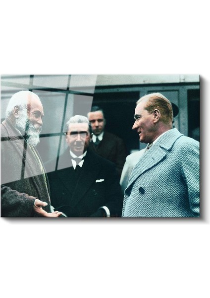 Atatürk ve Diplomatik Görüşme - Devlet Adamlığı Cam Tablo