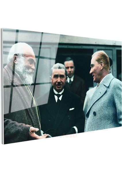 Atatürk ve Diplomatik Görüşme - Devlet Adamlığı Cam Tablo