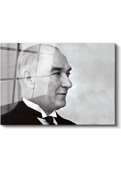 Profil Atatürk - Siyah Beyaz Zarif Portre Cam Tablo fiyatları