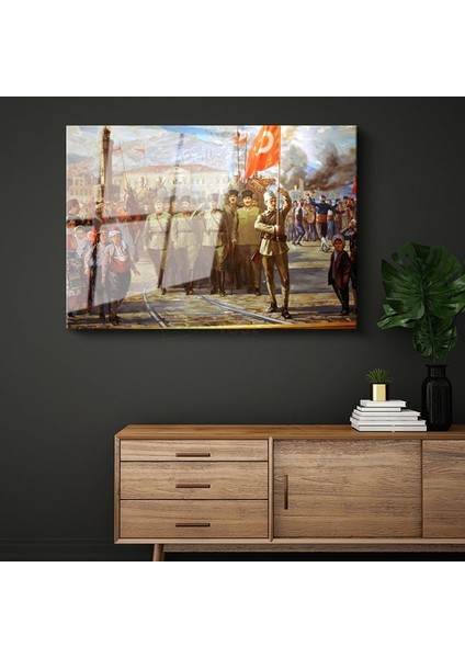 Izmir'in Kurtuluşu - Atatürk ve Ordusu Cam Tablo