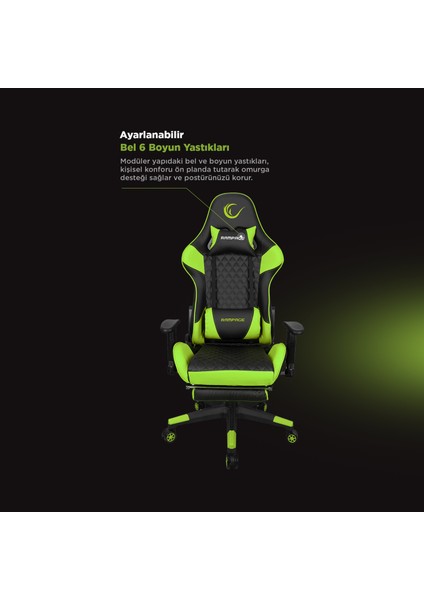 Styles KL-R61 Yeşil/siyah Oyuncu Koltuğu