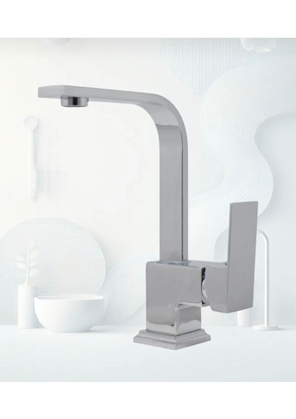 Krom Dubai Robot Duş Seti , Lüx Kare Lavabo , Banyo Bataryası 3’lü Set