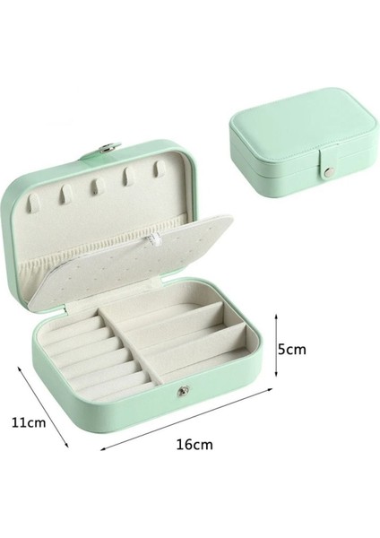 Turkuaz Dikdörtgen Takı Kutusu, 3 Bölmeli, Organizer, Seyahat ve Günlük Kullanım modelleri