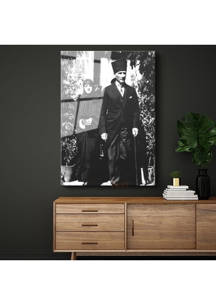 Kalpaklı Atatürk - Tarihi Fotoğraf Cam Tablo