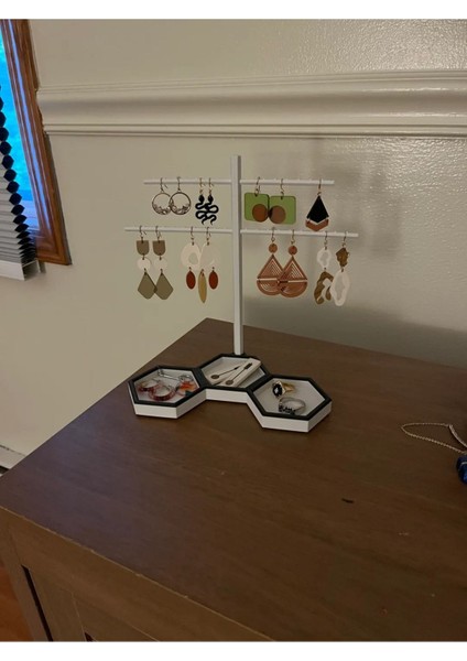 Çok Renkli Küpe ve Takı Organizeri, Kolye Askısı, Aksesuar Standı