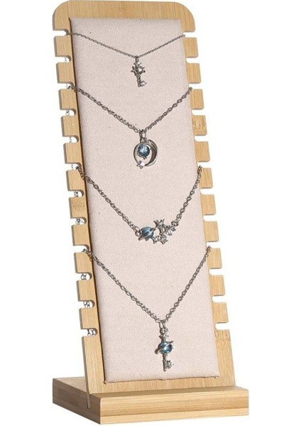 Şık Ahşap Takı Organizer Standı, Kolye ve Bileklik Düzenleyici, Siyah-Krem fiyatları