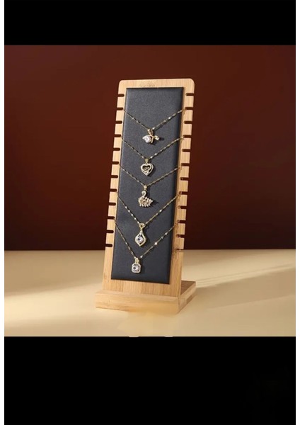Şık Ahşap Takı Organizer Standı, Kolye ve Bileklik Düzenleyici, Siyah-Krem modelleri
