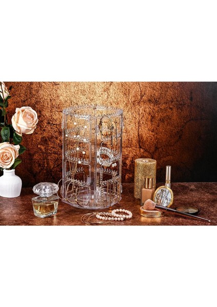 Şeffaf 360° Dönebilen Kristal Takı Organizeri, Şık ve Fonksiyonel Düzenleyici fiyatları