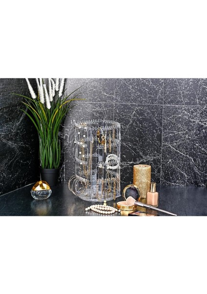 Şeffaf 360° Dönebilen Kristal Takı Organizeri, Şık ve Fonksiyonel Düzenleyici modelleri