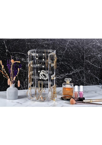 Şeffaf 360° Dönebilen Kristal Takı Organizeri, Şık ve Fonksiyonel Düzenleyici fırsatları