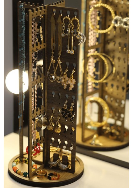 Doğal Ahşap Çok Amaçlı Takı Düzenleyici, Dekoratif ve Pratik Tutucu