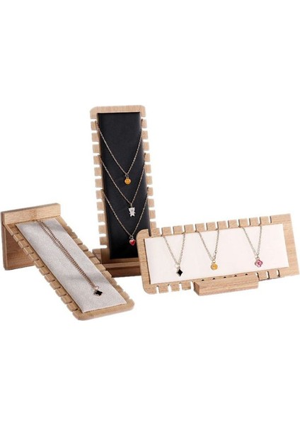 Şık Ahşap Takı Organizer Standı, Kolye ve Bileklik Düzenleyici, Siyah-Krem fırsatları