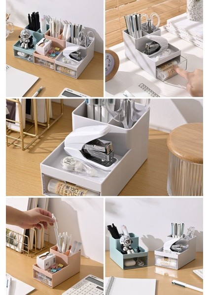 Çekmeceli Çok Amaçlı Mini Düzenleyici, 3'lü, Beyaz, Fonksiyonel ve Şık Tasarım