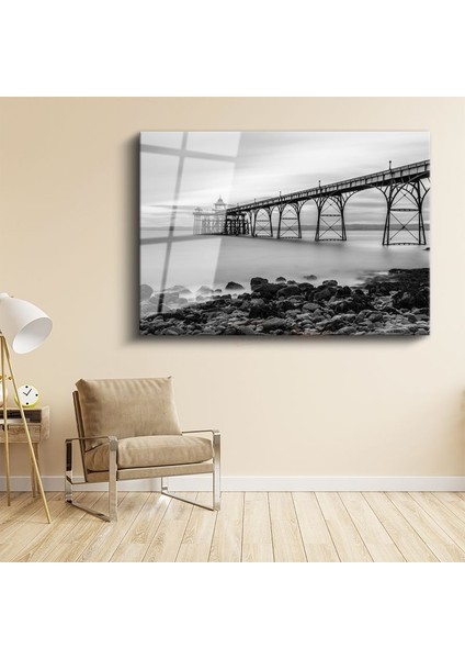 Clevedon Iskelesi - Minimalist Deniz Mimarisi Cam Tablo