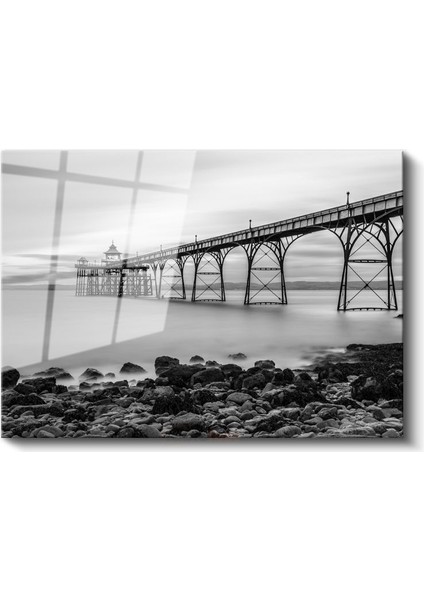 Clevedon Iskelesi - Minimalist Deniz Mimarisi Cam Tablo
