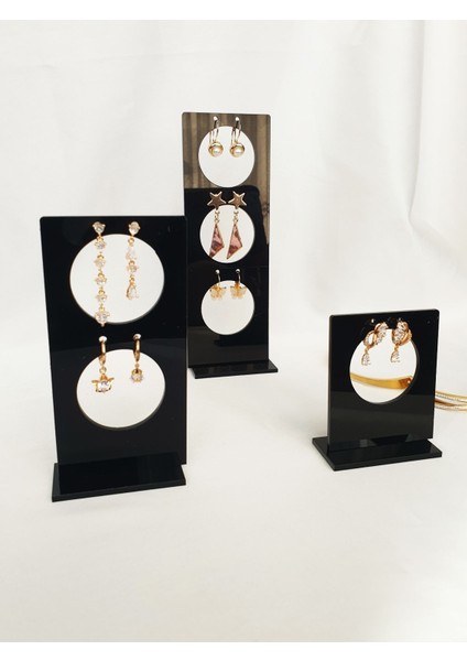 Dikdörtgen 3'lü Pleksi Takı Standı, Organizer, Tezgah Düzeni indirimleri