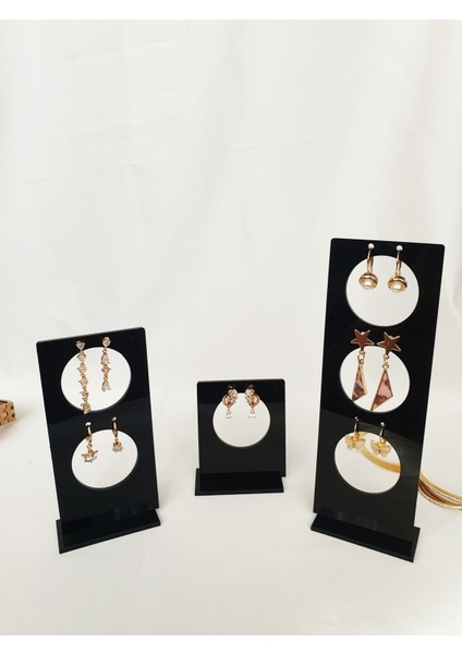 Dikdörtgen 3'lü Pleksi Takı Standı, Organizer, Tezgah Düzeni