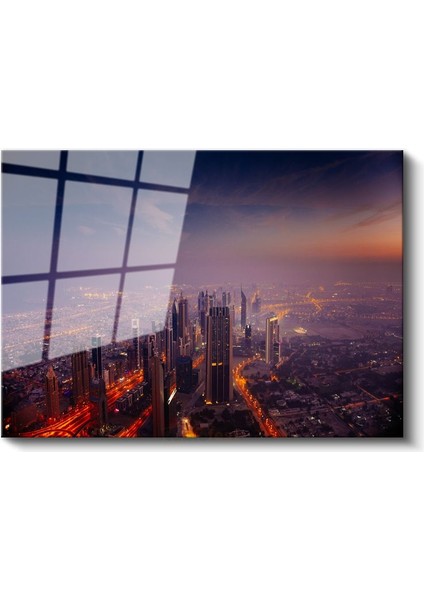 Dubai Gökdelenleri - Gece Manzarası Cam Tablo fiyatları