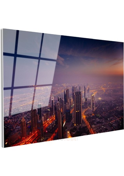 Dubai Gökdelenleri - Gece Manzarası Cam Tablo modelleri