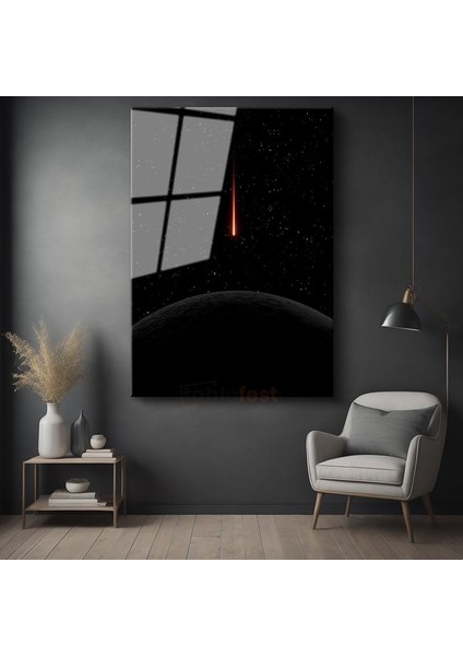 Meteor Yağmuru - Karanlık Gökyüzünde Işık Izi Cam Tablo