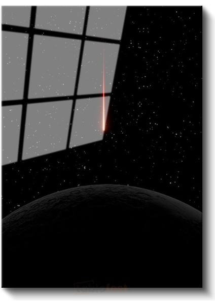 Meteor Yağmuru - Karanlık Gökyüzünde Işık Izi Cam Tablo