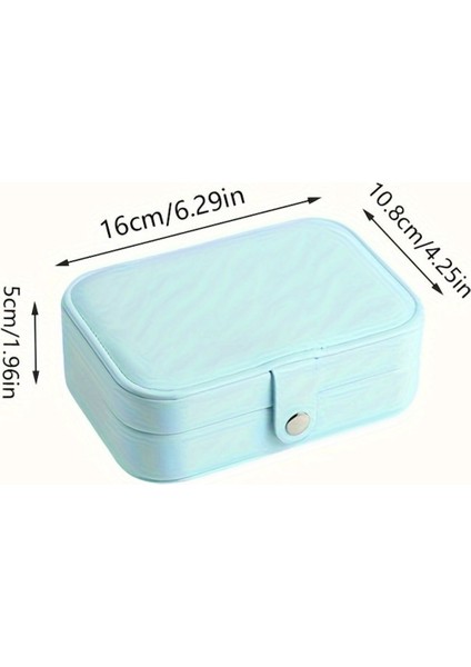 Açık Mavi Dikdörtgen Takı Kutusu, 3 Bölmeli, Seyahat ve Düzen Için Ideal. fiyatları