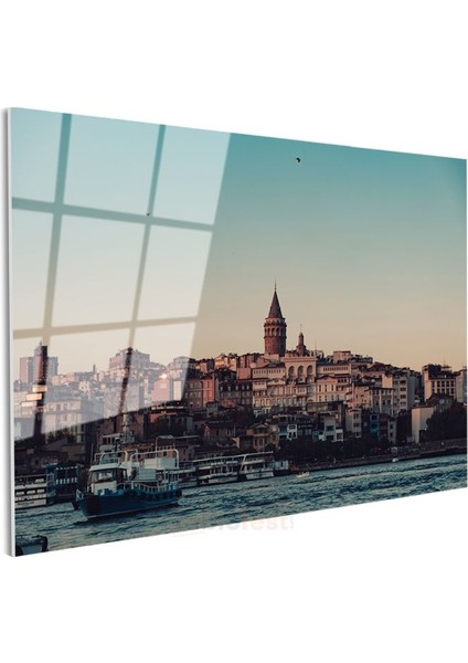Galata Kulesi - Deniz Manzaralı Cam Tablo