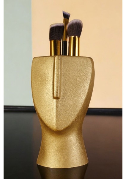 Altın Renk Makyaj Düzenleyici ve Organizer, Fırçalar İçin Şık Saklama Çözümü