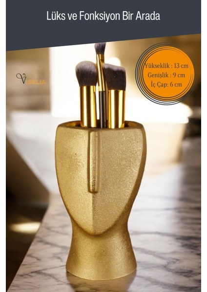 Altın Renk Makyaj Düzenleyici ve Organizer, Fırçalar İçin Şık Saklama Çözümü fiyatları