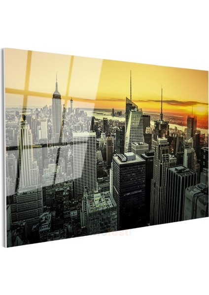 New York Gökdelenleri - Günbatımı Manzarası Cam Tablo modelleri