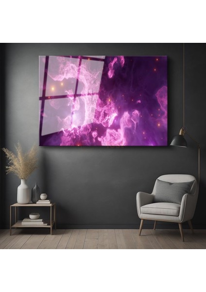 Kozmik Nebula - Mor Galaksi Işıltısı Cam Tablo
