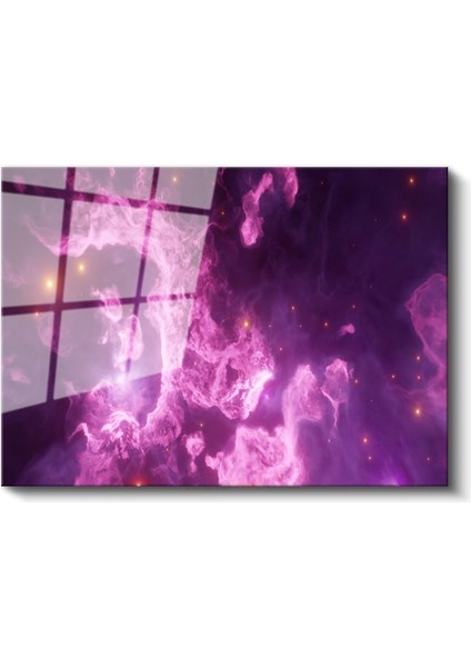 Kozmik Nebula - Mor Galaksi Işıltısı Cam Tablo fiyatları