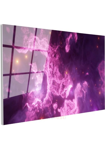 Kozmik Nebula - Mor Galaksi Işıltısı Cam Tablo modelleri