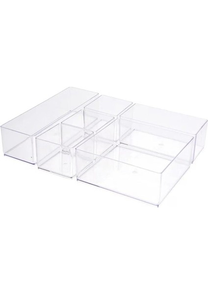 Şeffaf Ayarlanabilir Çekmece İçi Düzenleyici Set 6 Parça Takı ve Makyaj Organizer fırsatları