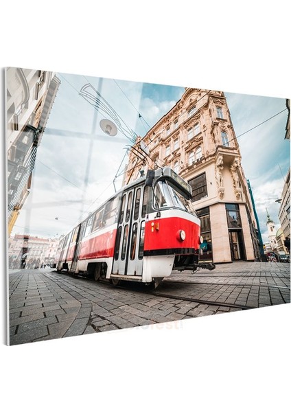 Prag Sokakları - Nostaljik Tramvay Cam Tablo modelleri